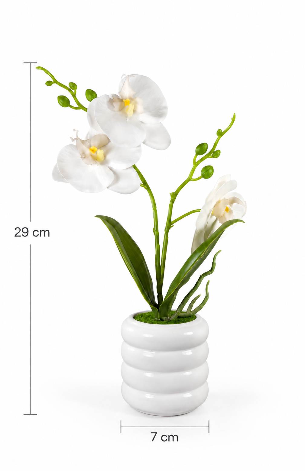 Orquídea Artificial con Maceta de Cerámica