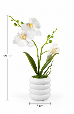Orquídea Artificial con Maceta de Cerámica