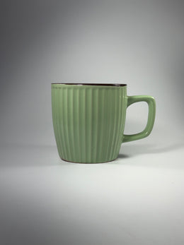 Taza Azul y Verde Jade con Líneas Verticales