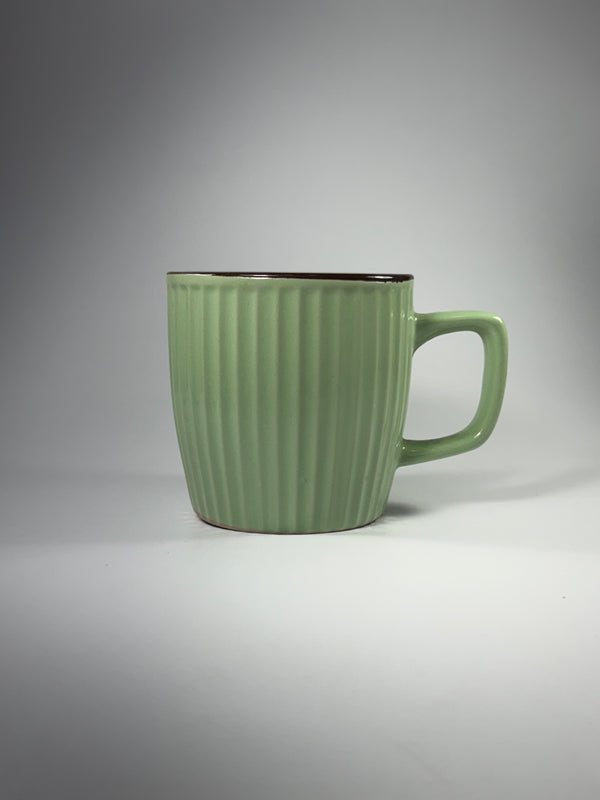 Taza Azul y Verde Jade con Líneas Verticales