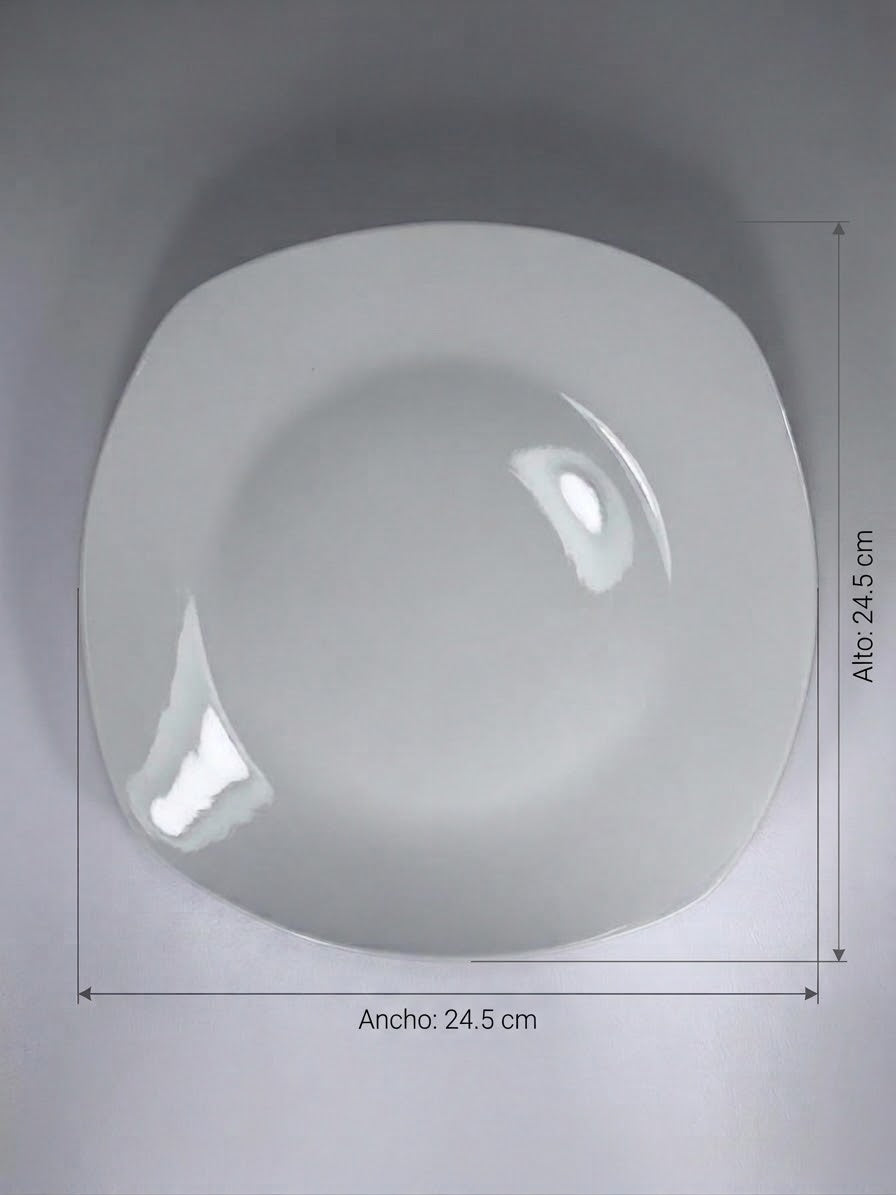 Plato Cartero Semicuadrado Blanco 10.5
