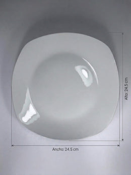 Plato Cartero Semicuadrado Blanco 10.5