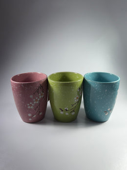 Taza Floreada Azul y Celeste