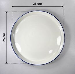 Plato Cartero Blanco Con Borde Azul