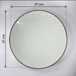 Plato Cartero Circular Verde/Celeste Borde Marrón/Dorado