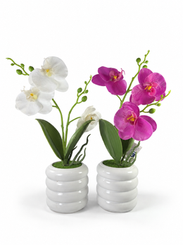 Orquídea Artificial con Maceta de Cerámica