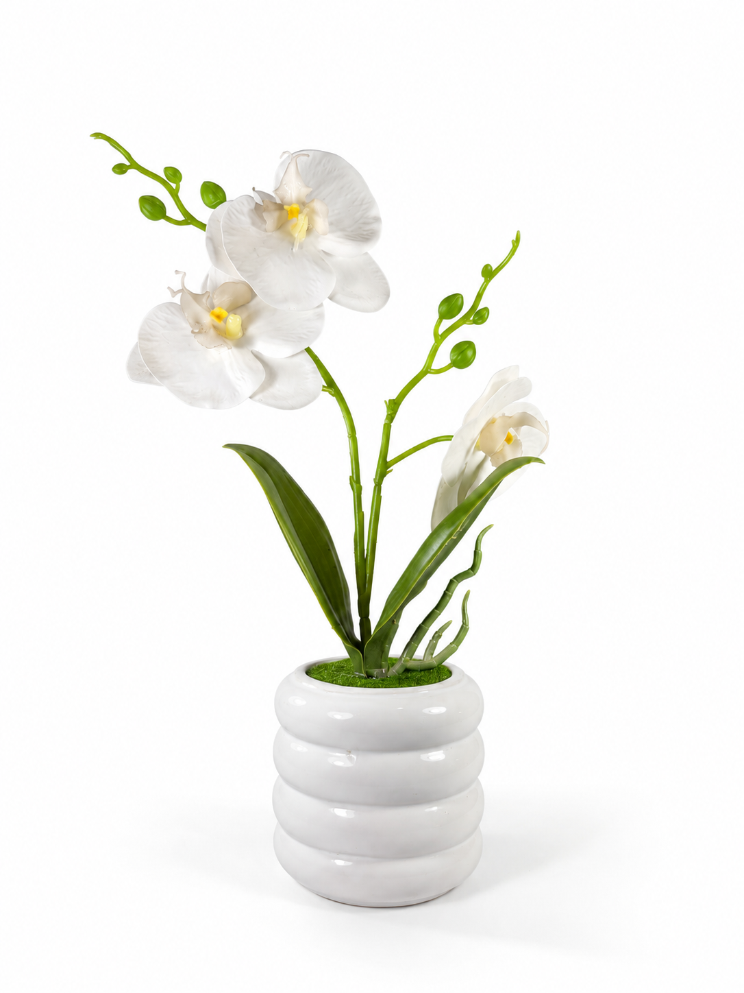 Orquídea Artificial con Maceta de Cerámica