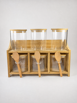 Juego De Frasco De Vidrio Con Tapa De Bambú Glass Food Storage