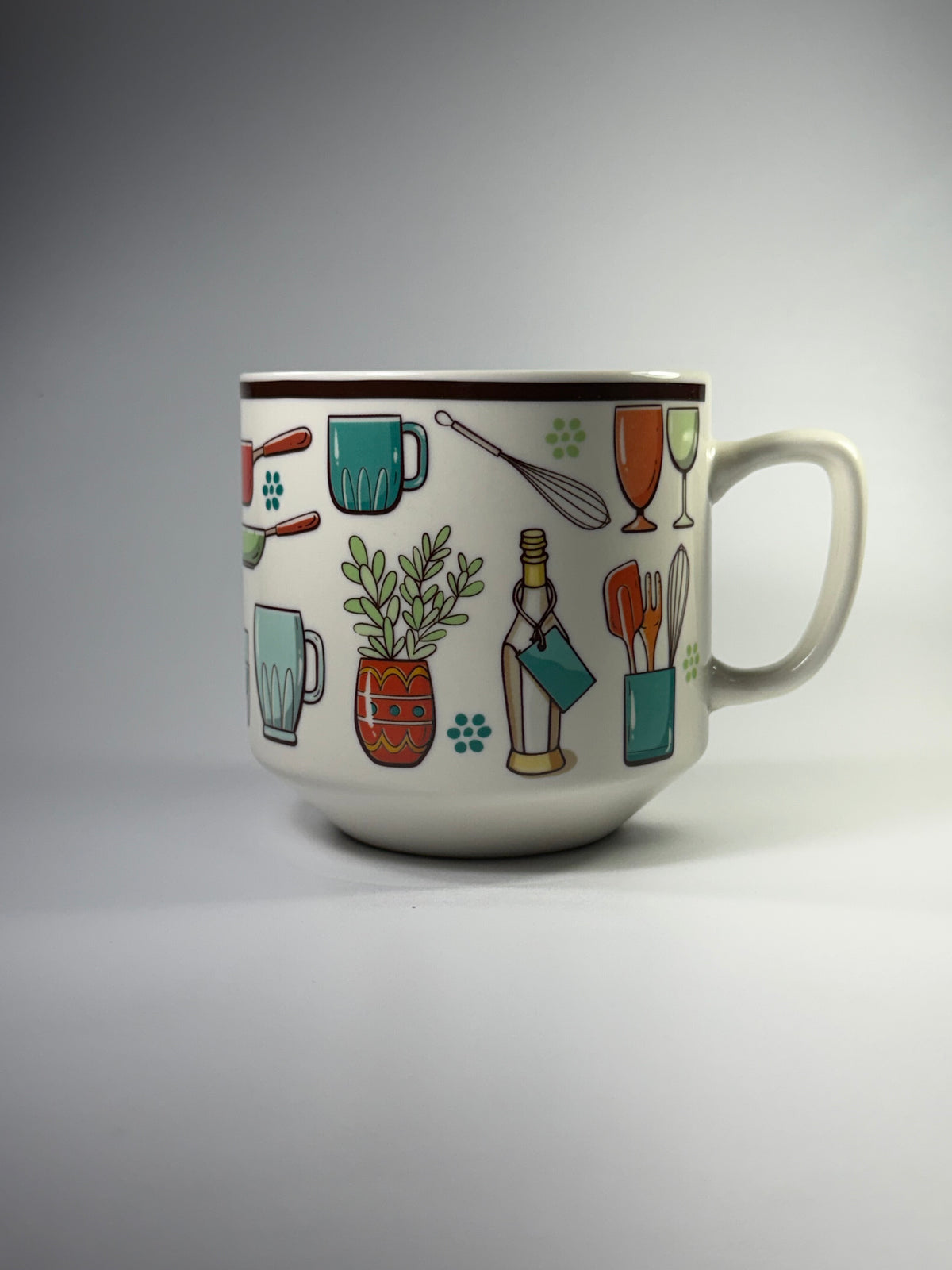 Taza Grande con Diseño de Utensilios de Cocina