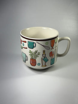 Taza Grande con Diseño de Utensilios de Cocina