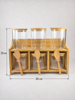 Juego De Frasco De Vidrio Con Tapa De Bambú Glass Food Storage